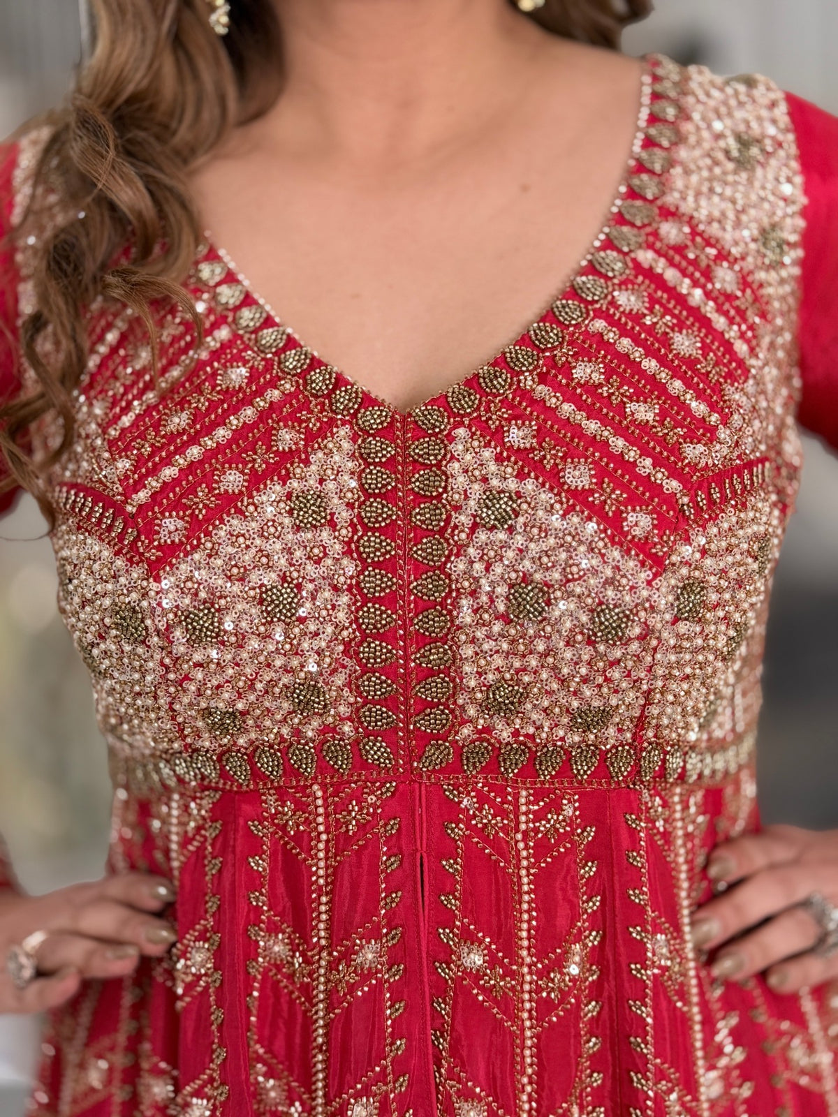 Salwar Kameez - Red Embellished Peplum Kurta Sharara Set with Dupatta by Panache by Divya - product image 6