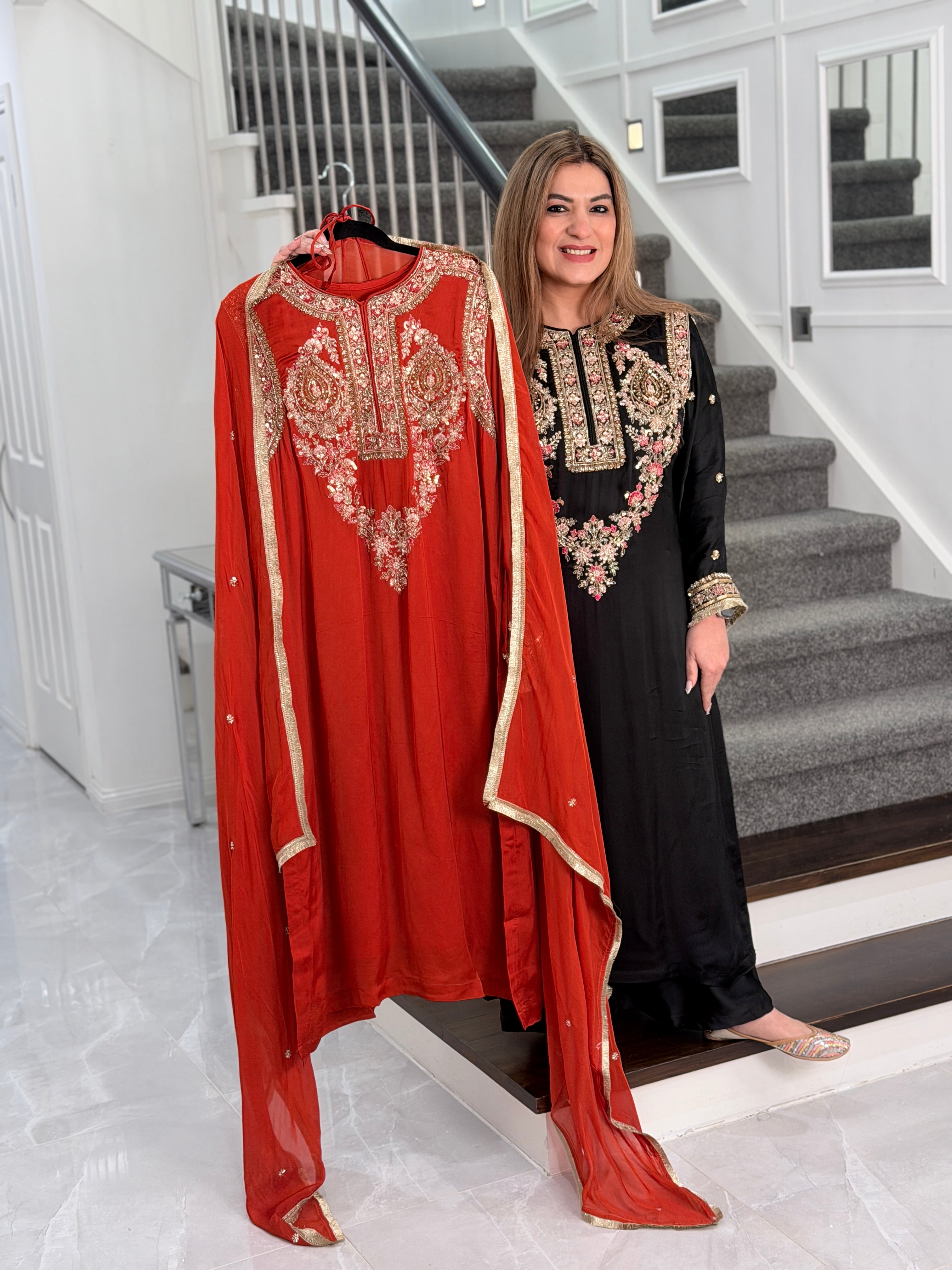 Premium Salwar Kameez - rust orange