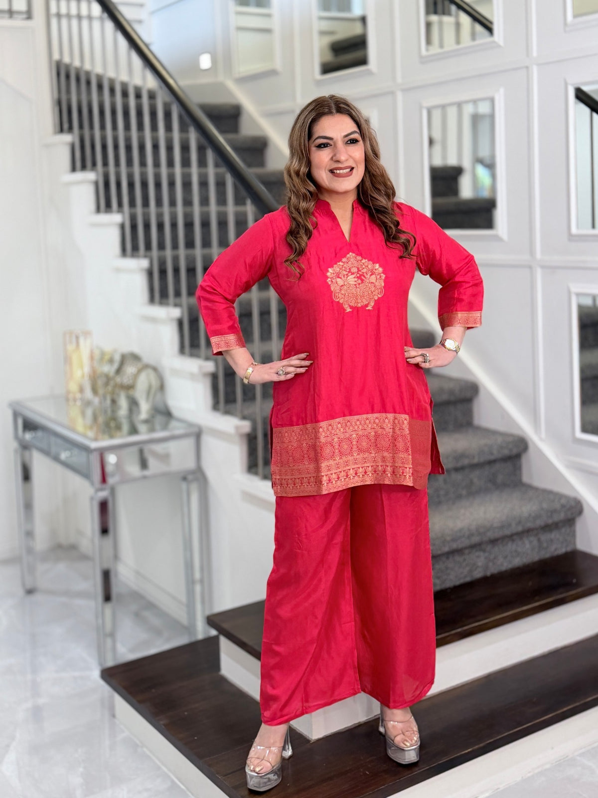 Pink Banarasi Zari Motif Kurta Co-ord Set by Panache by Divya - product image 2