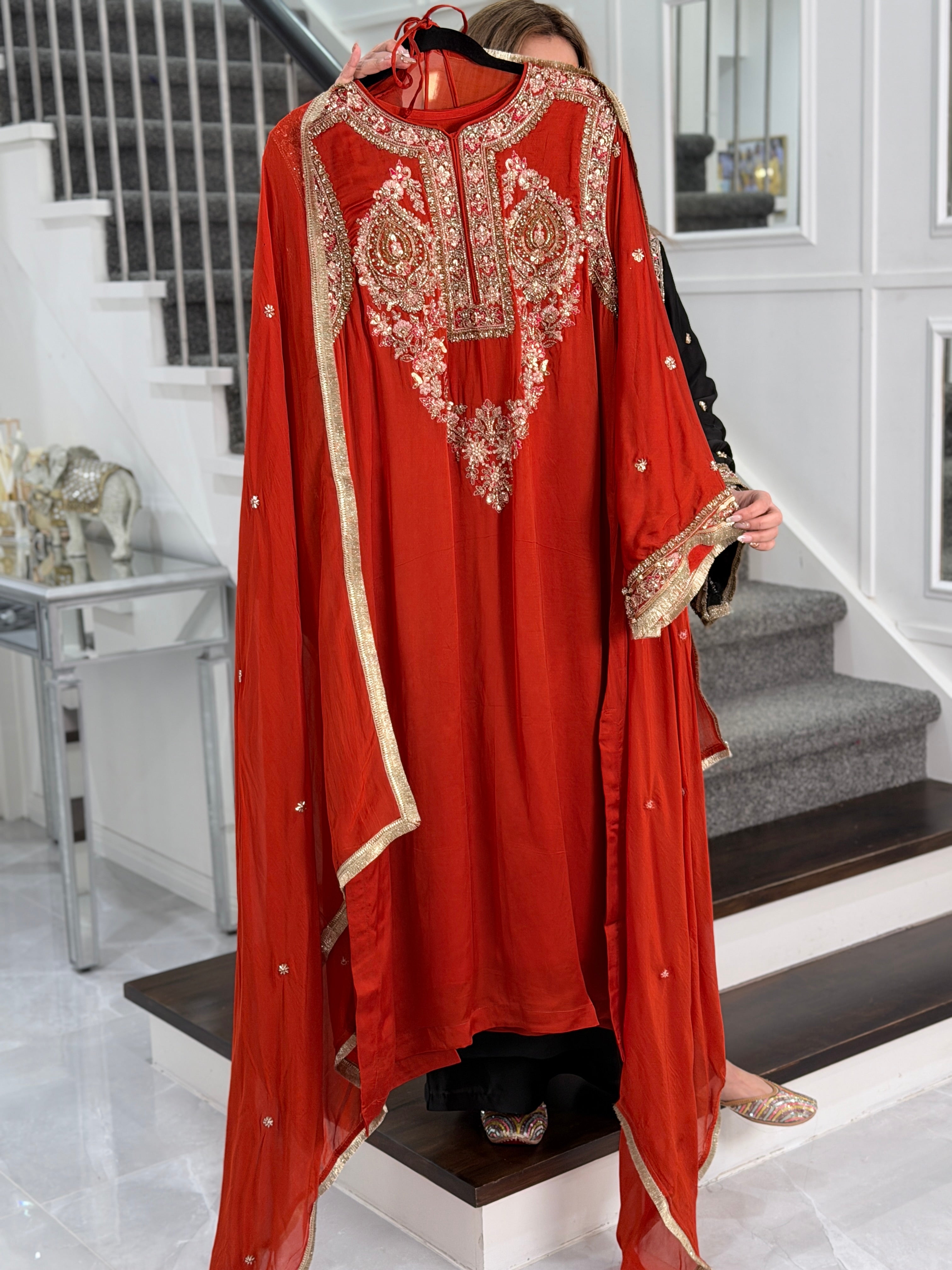 Premium Salwar Kameez - rust orange