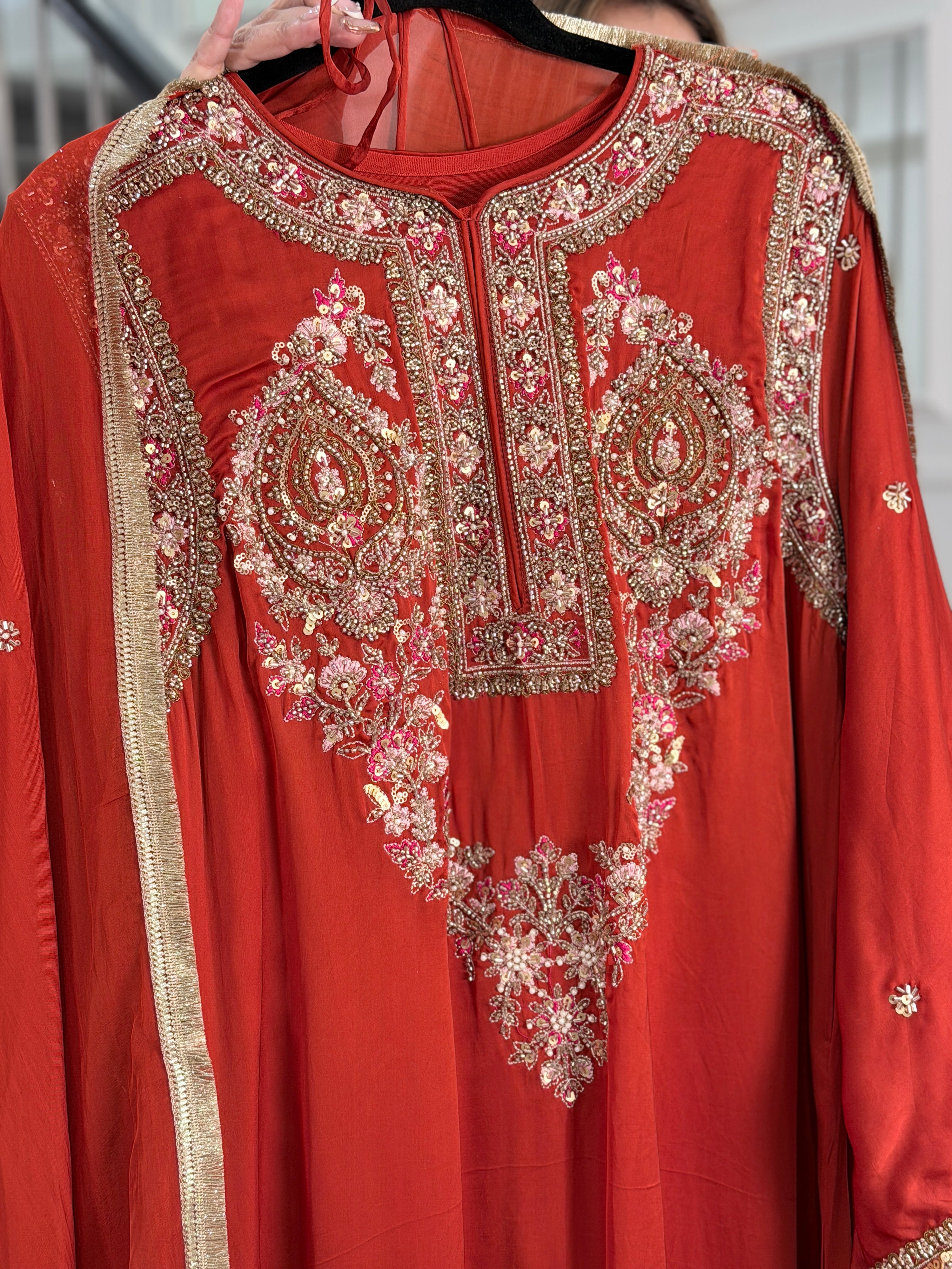 Premium Salwar Kameez - rust orange