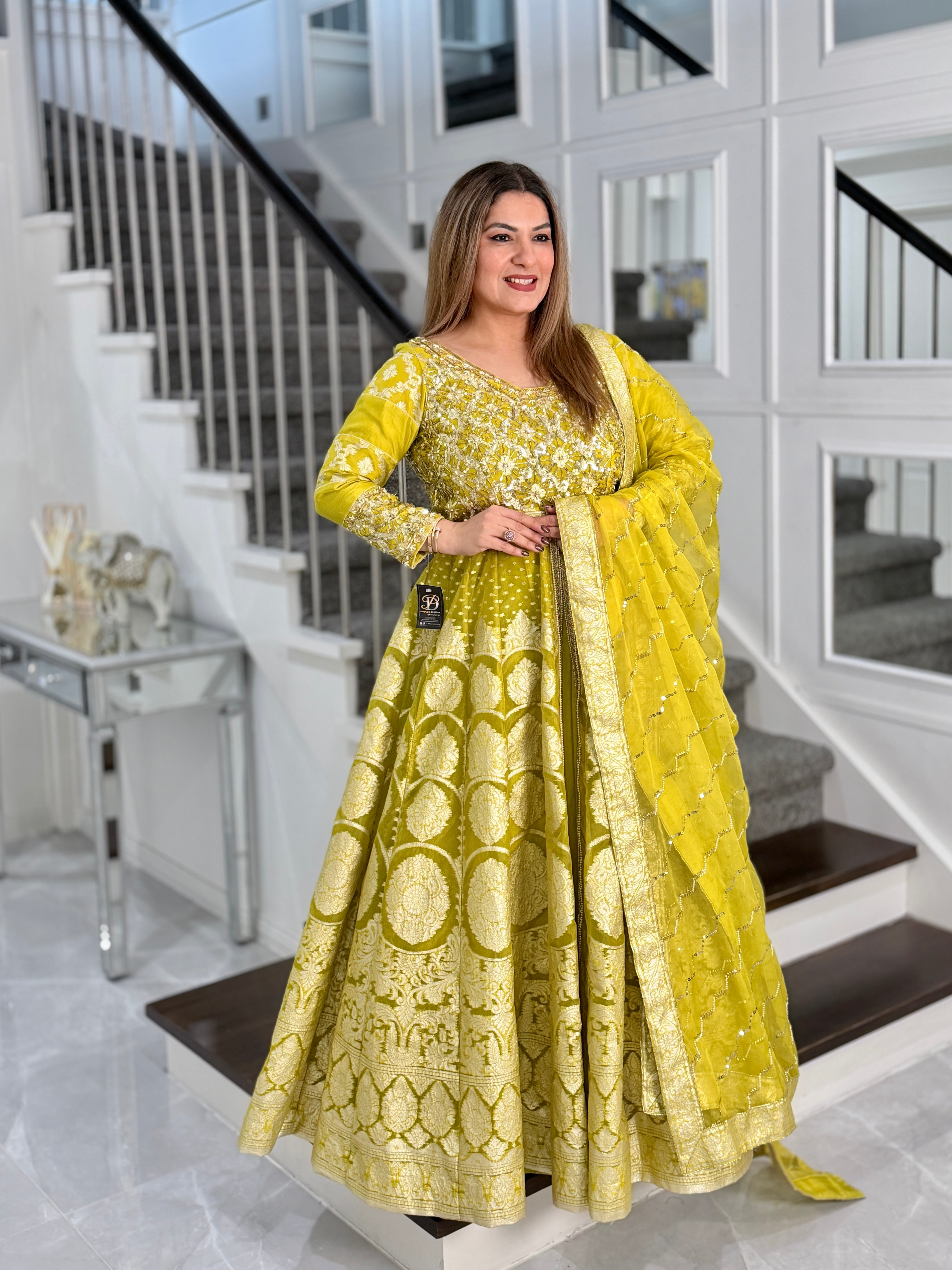 Lime Green Embroidered Lehenga Set