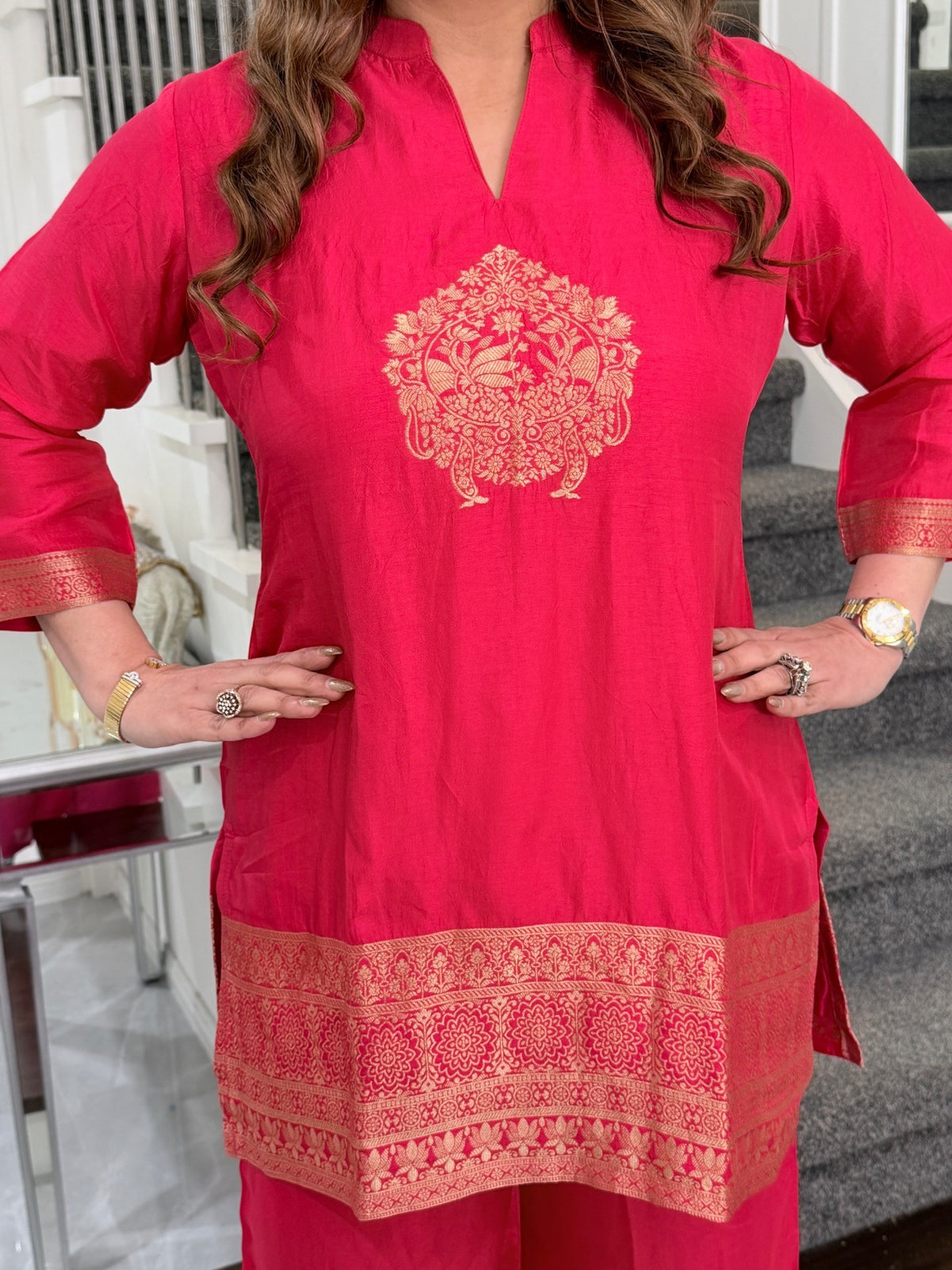 Pink Banarasi Zari Motif Kurta Co-ord Set by Panache by Divya - product image 4