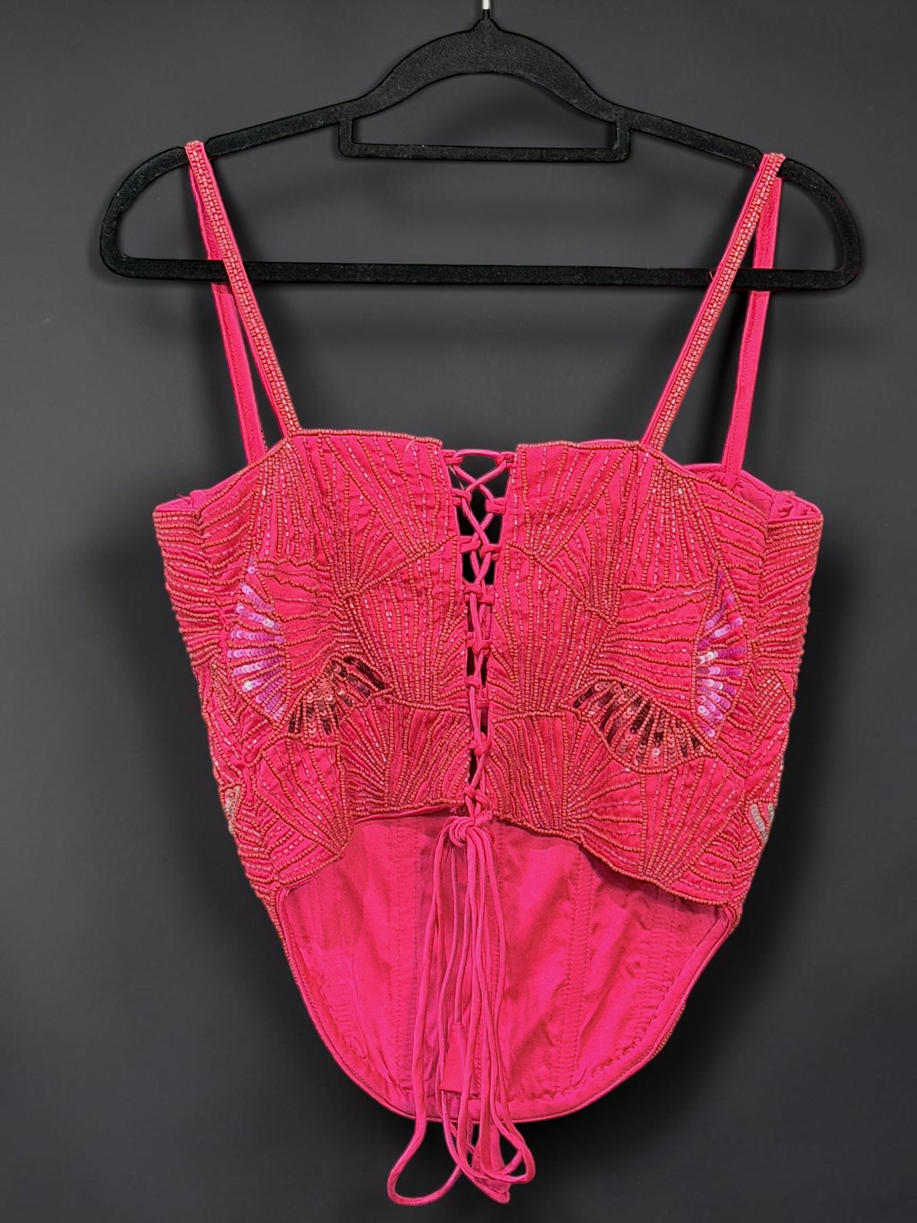 Vibrant Pink Beaded Design Blouse - Blouse (2)