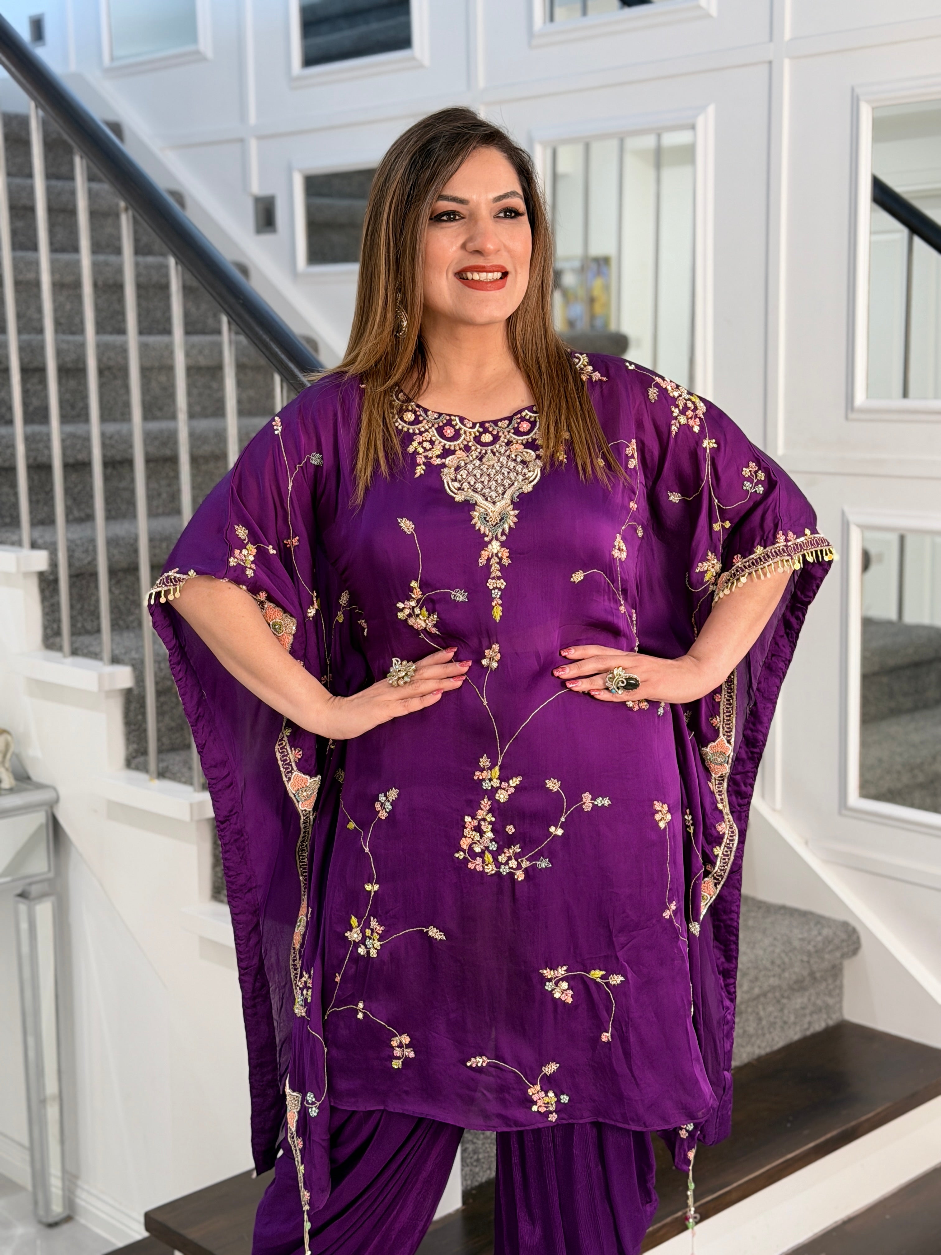 Elegant Purple Embellished Indo-Western Kurta - Indo-western Wear (3)