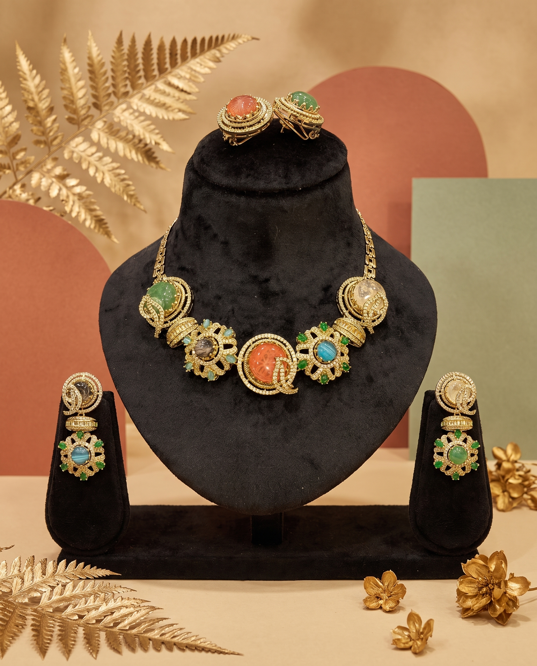 Elegant Multicolor Gemstone Jewelry Set