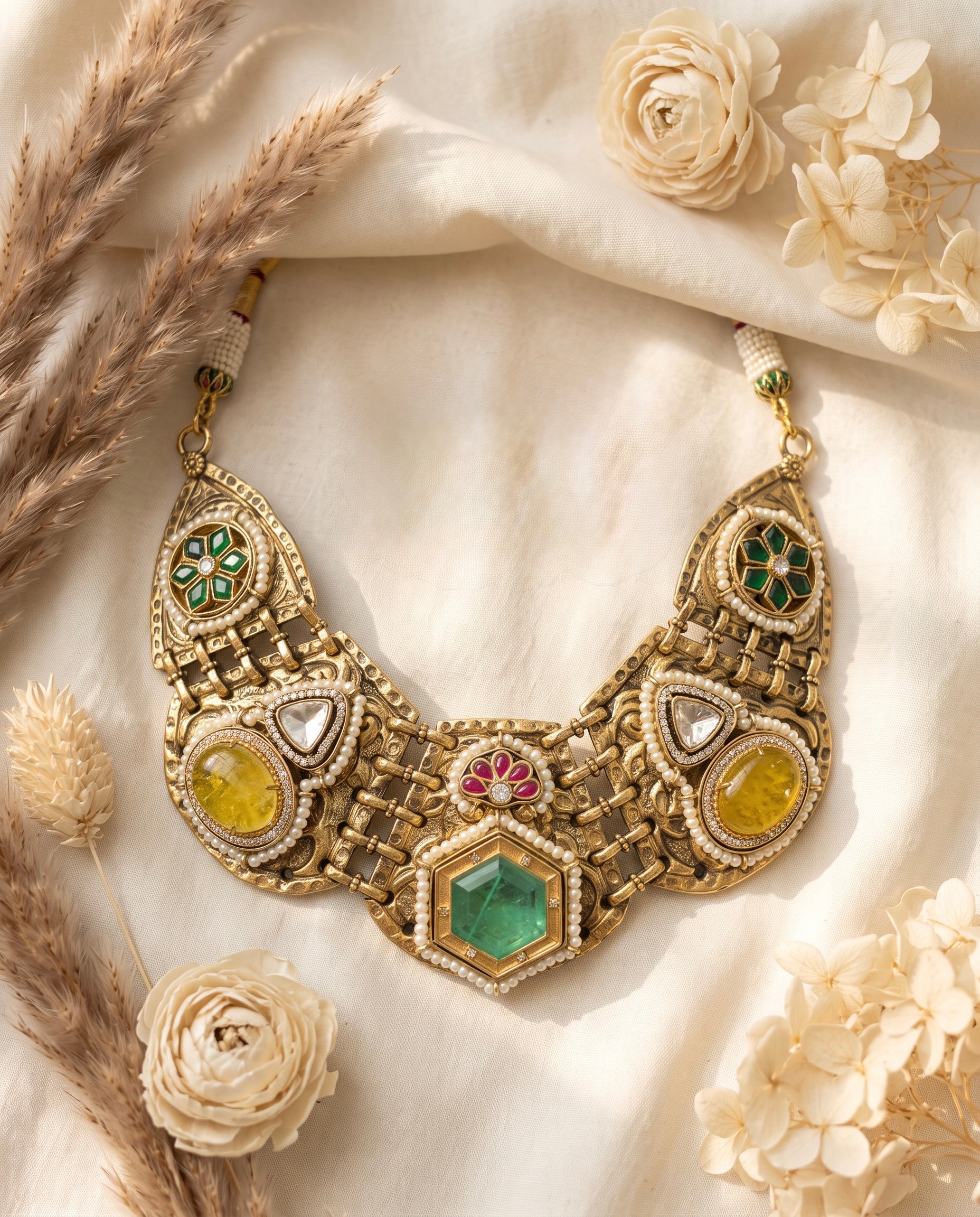 Elegant Gold Multicolor Necklace Set