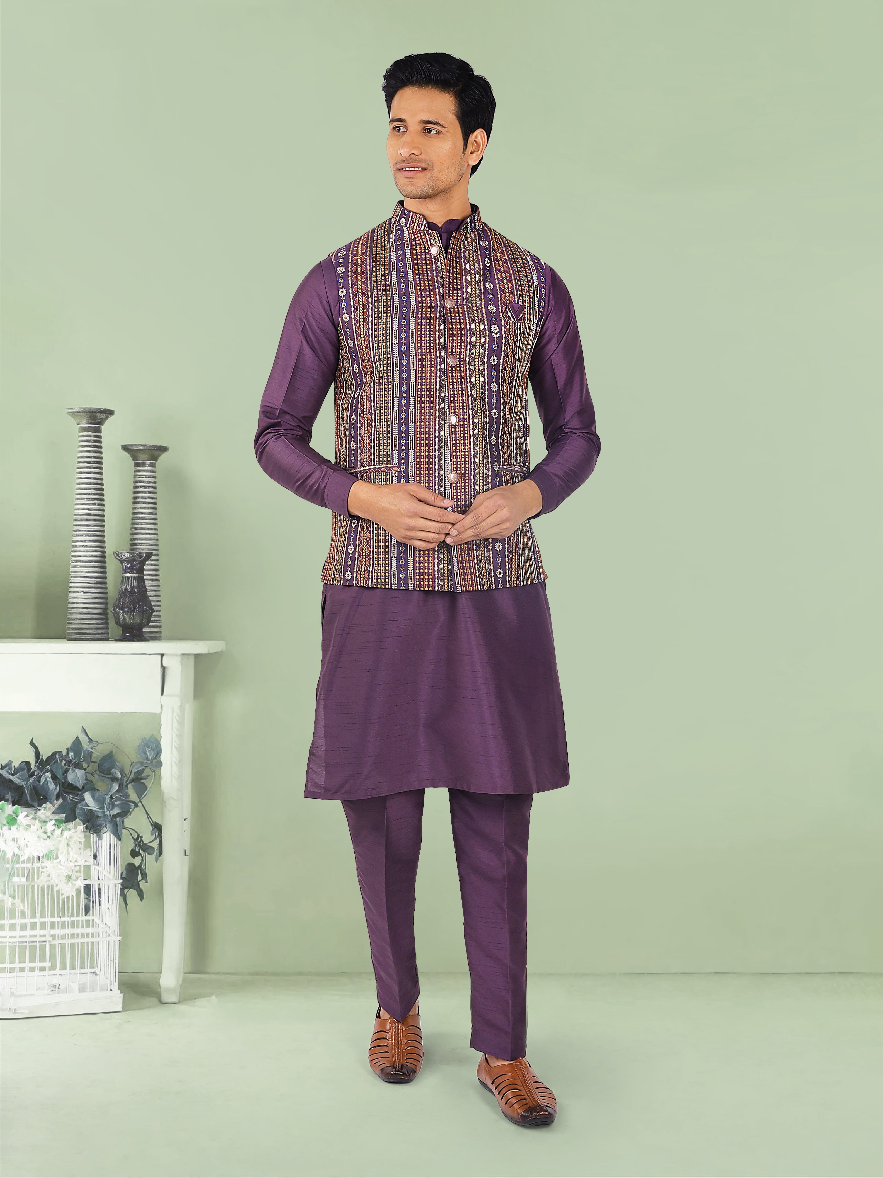 Mens Kurta Payjama and Jacket Set