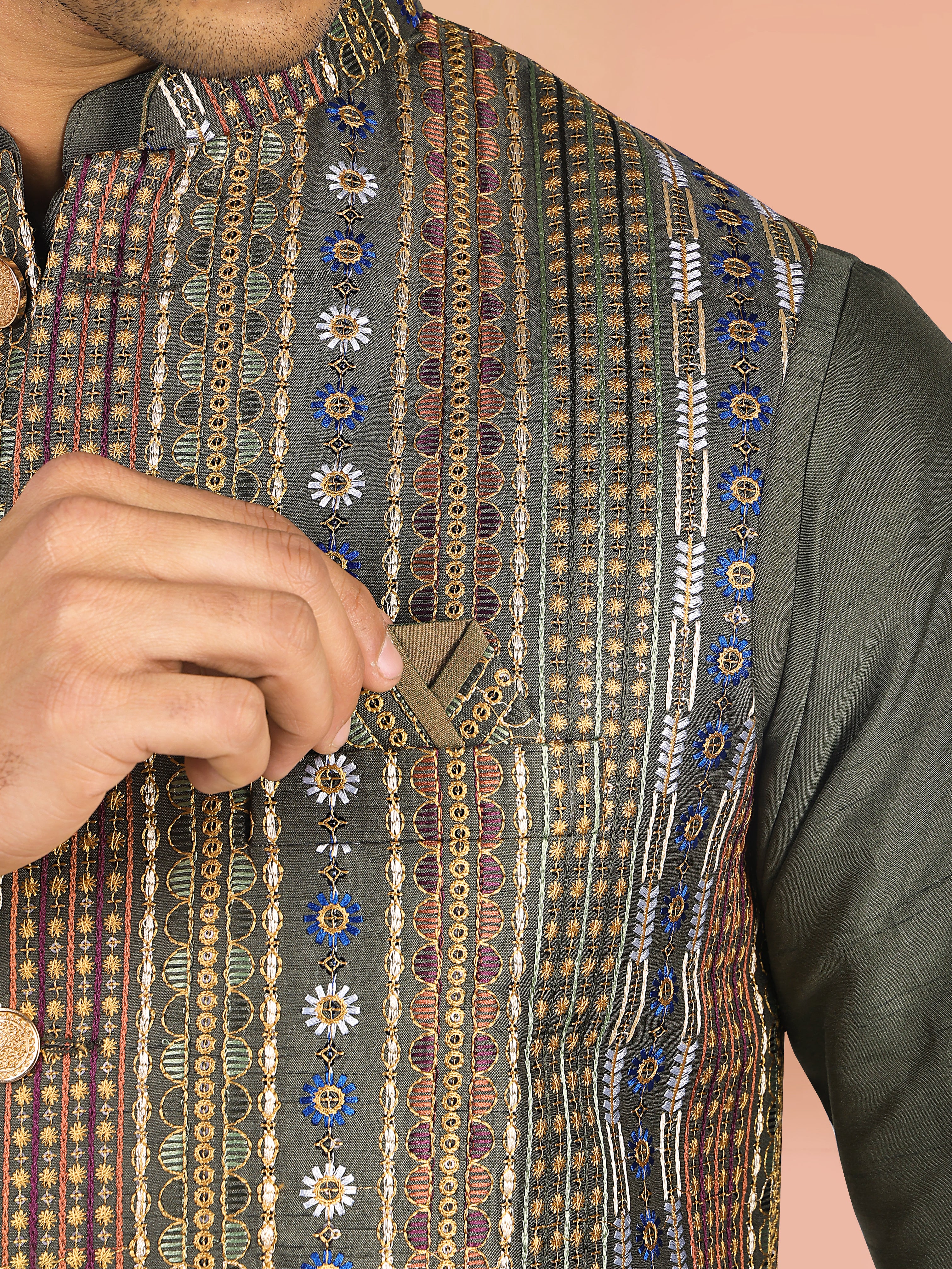 Mens Kurta Payjama and Jacket Set