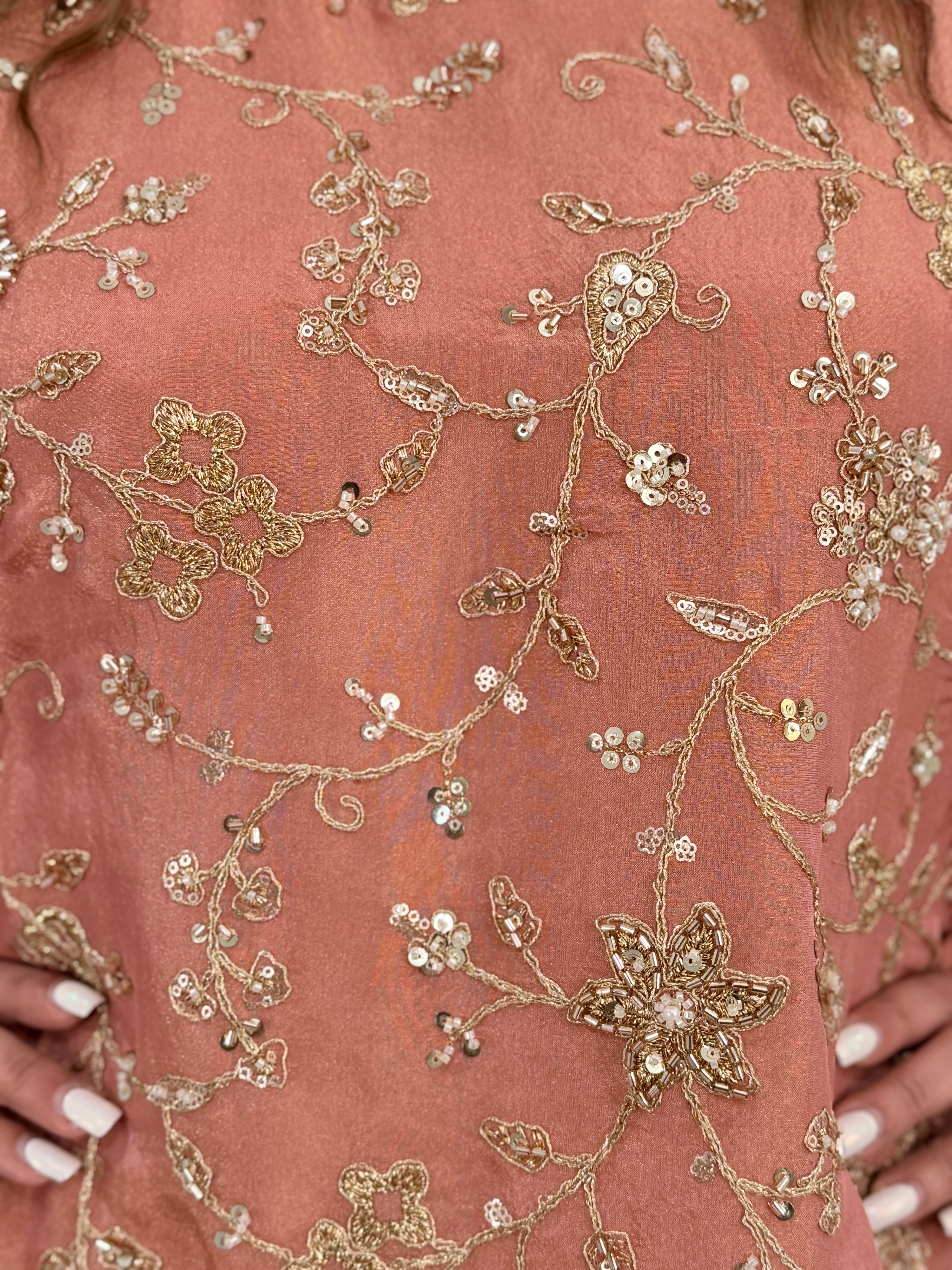 Peach Embroidered Indo-western Outfit - Indo-western Wear (4)
