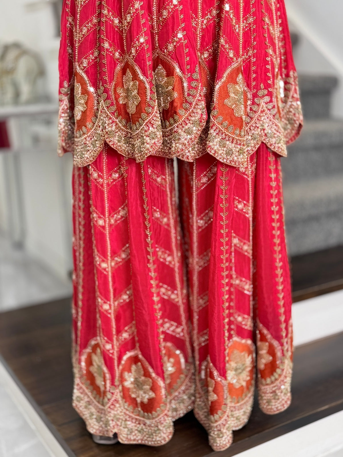 Salwar Kameez - Red Embellished Peplum Kurta Sharara Set with Dupatta by Panache by Divya - product image 7