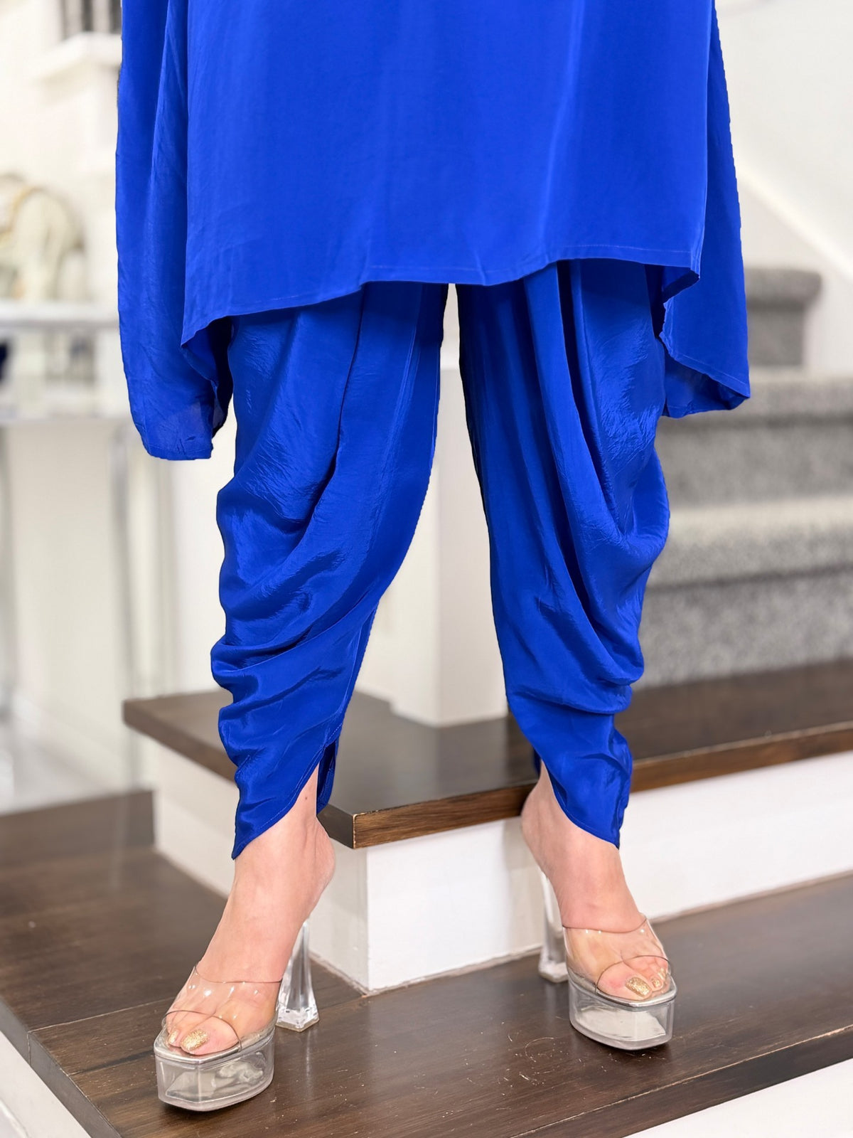 Royal Blue Beaded Neckline Kaftan Dhoti Co-ord Set by Panache by Divya - product image 5
