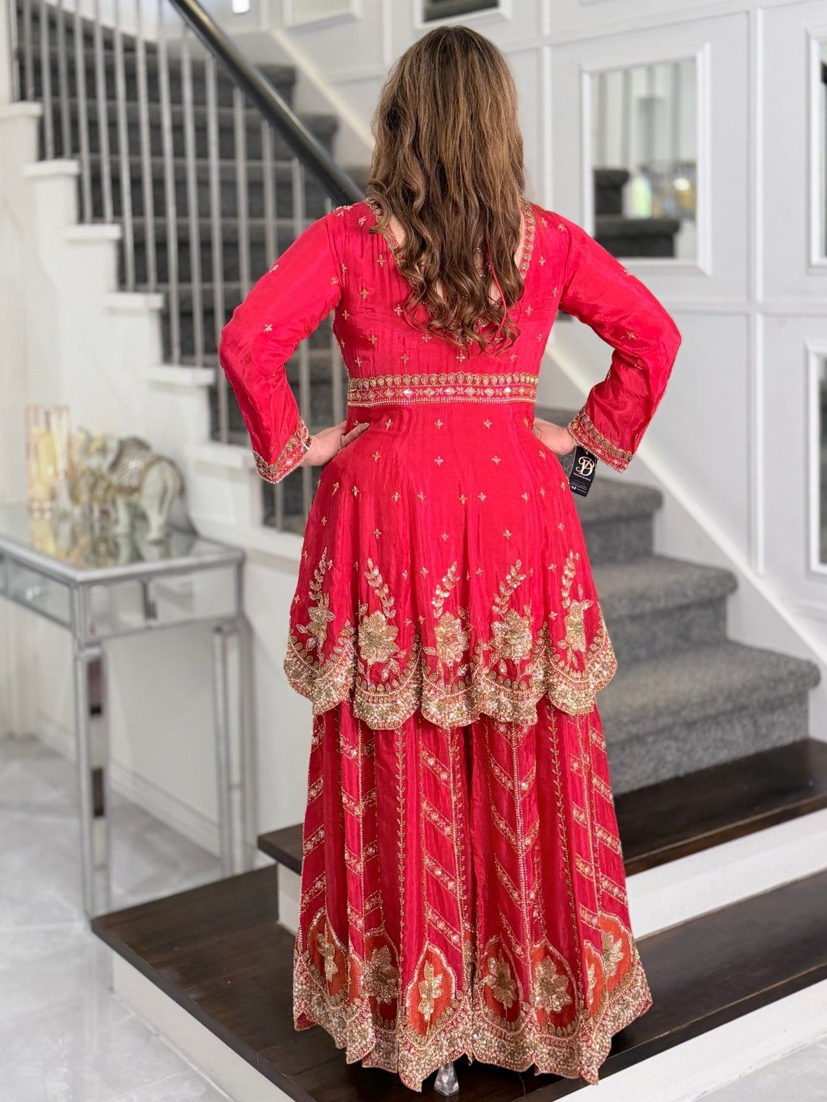 Salwar Kameez - Red Embellished Peplum Kurta Sharara Set with Dupatta by Panache by Divya - product image 8