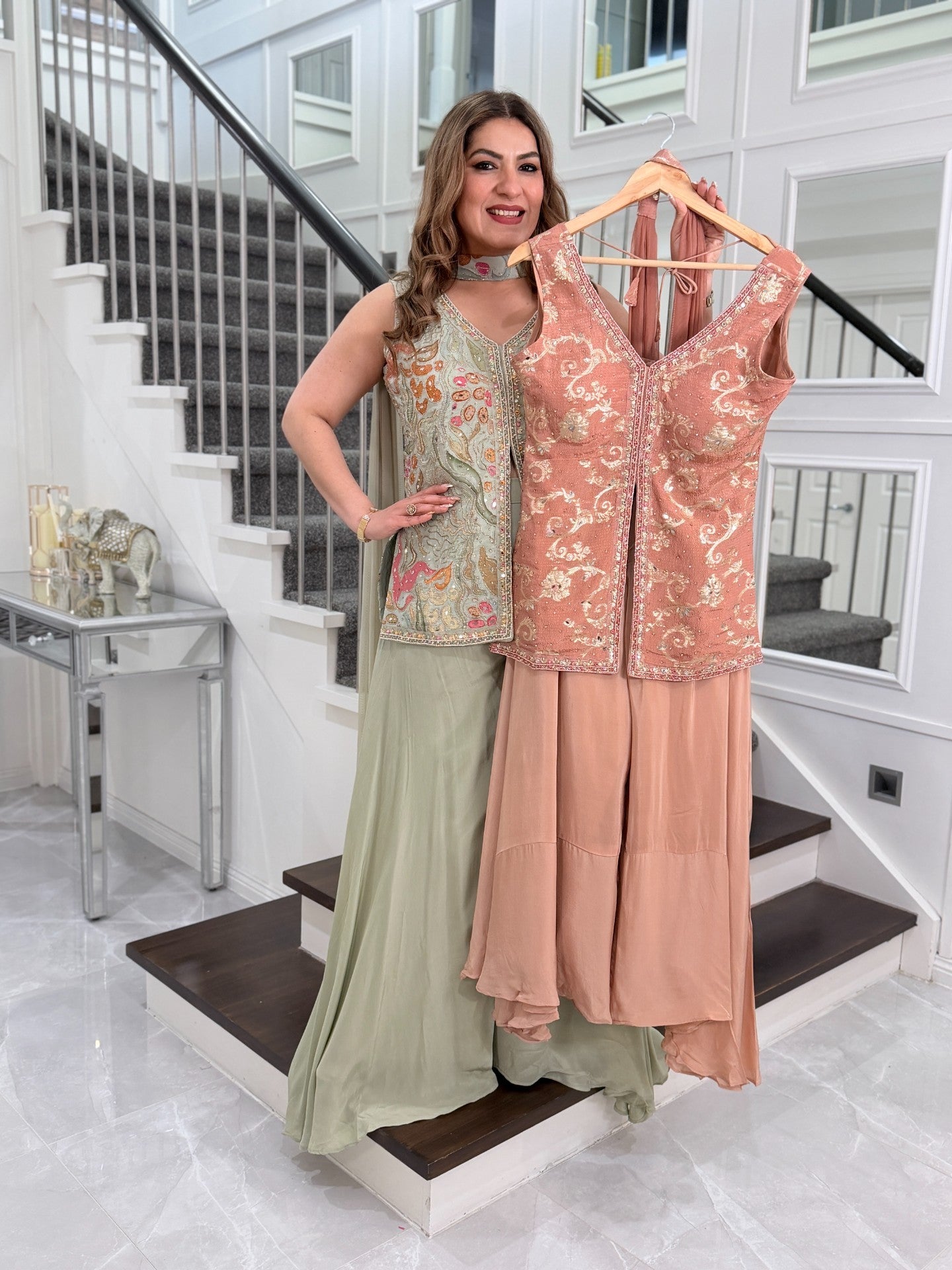 Premium Indo-western Wear - Peach Shimmer - Indo-western Wear