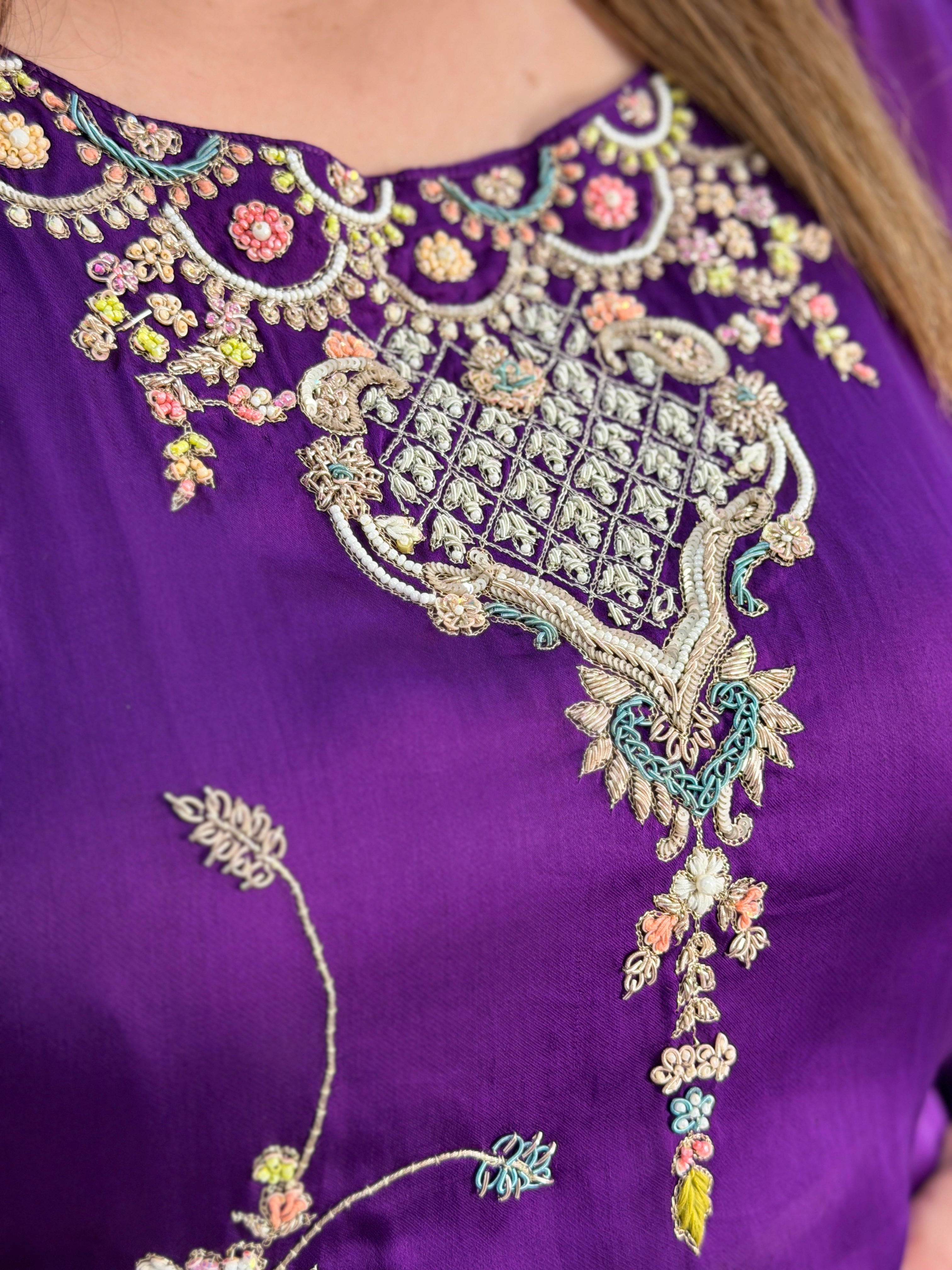 Elegant Purple Embellished Indo-Western Kurta - Indo-western Wear (5)