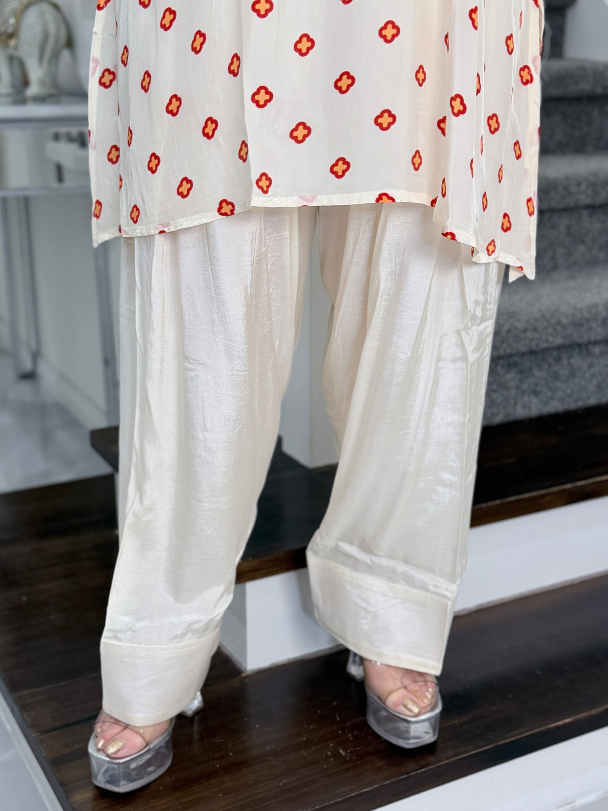 Cream Floral Print Sequin Yoke Co-ord Set by Panache by Divya - product image 5