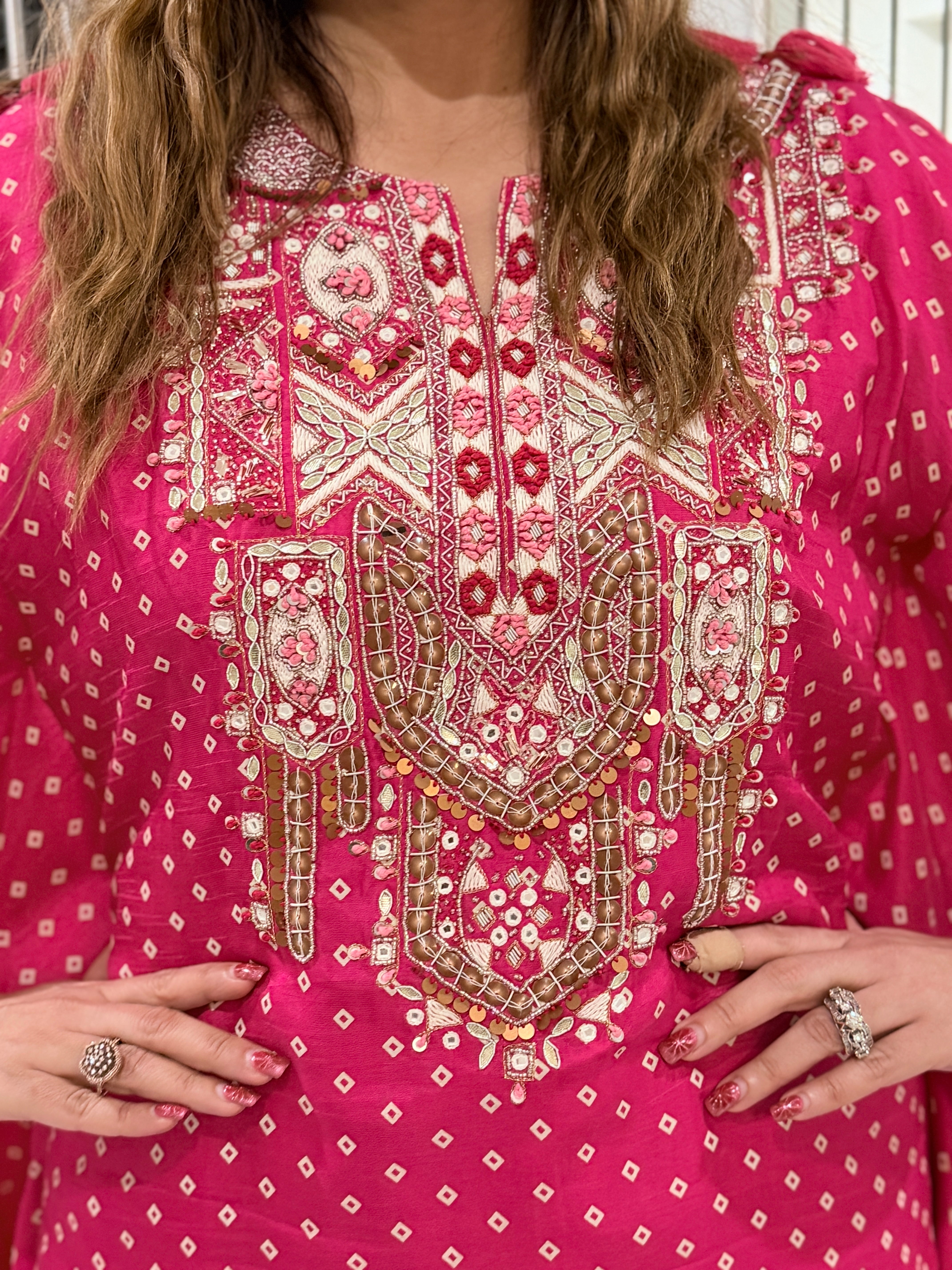 Pink Polka Patterned Indo-western Ensemble - Indo-western Wear (4)