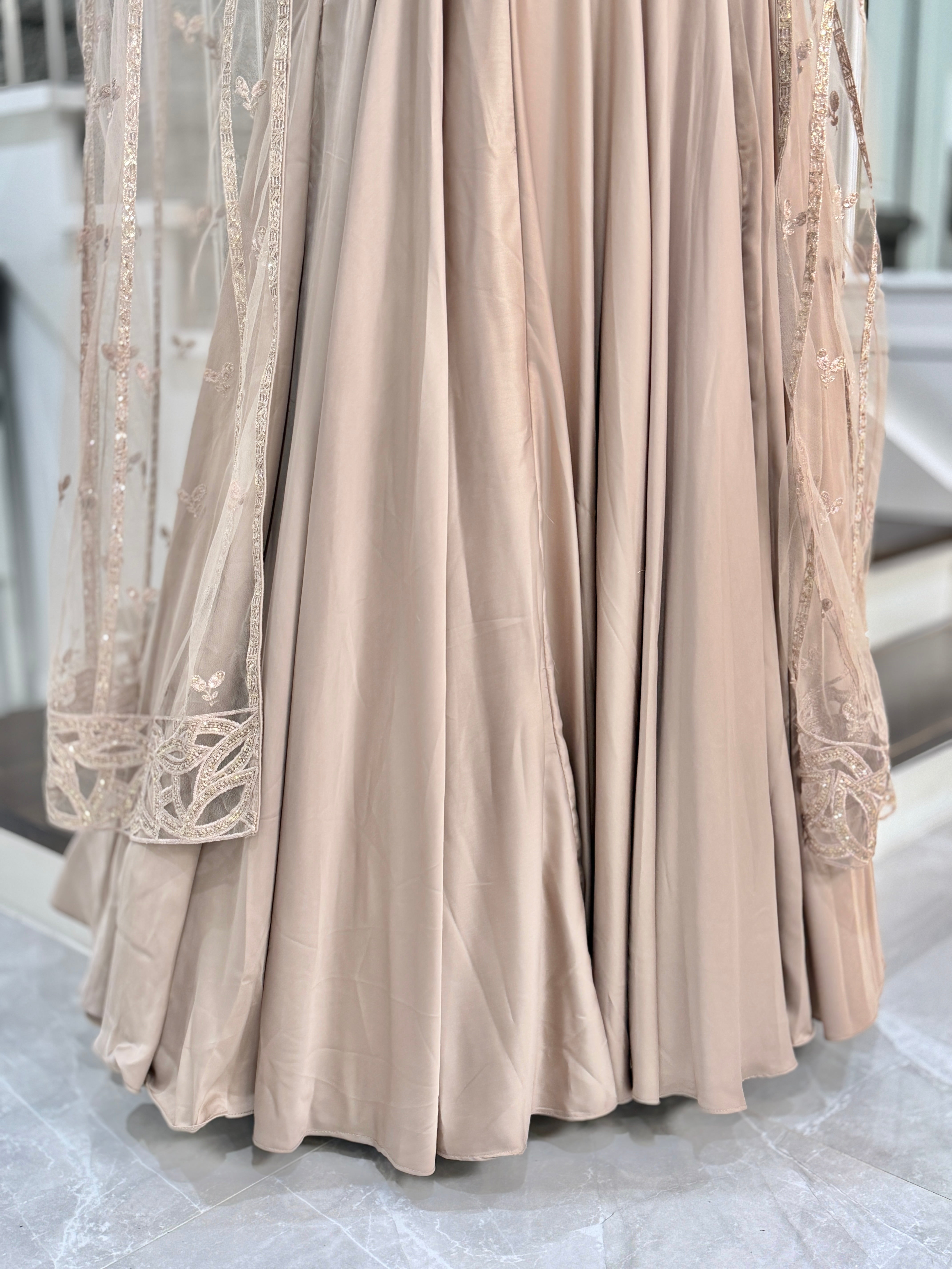 Elegant Beige Indo-Western Gown
