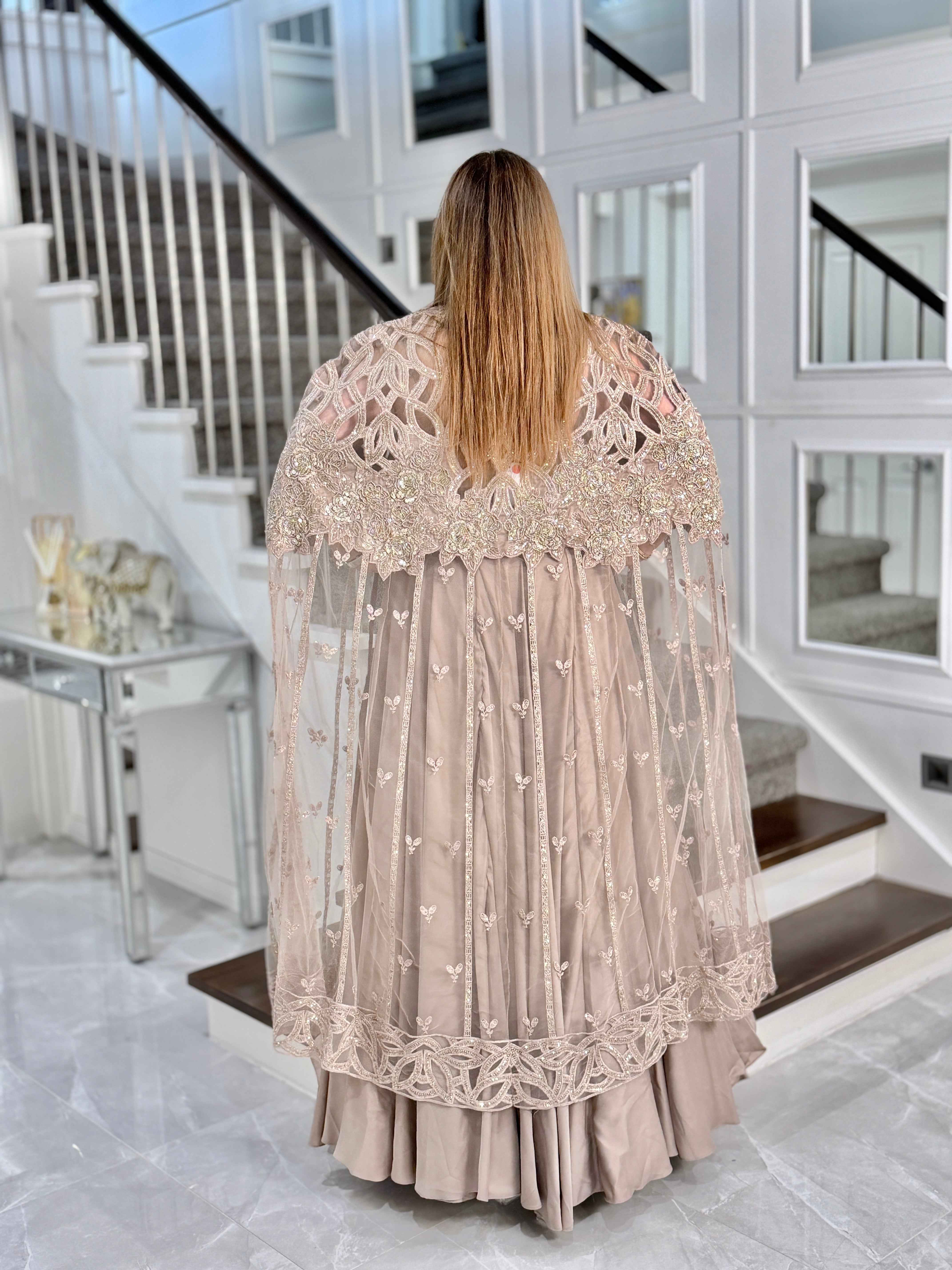 Elegant Beige Indo-Western Gown