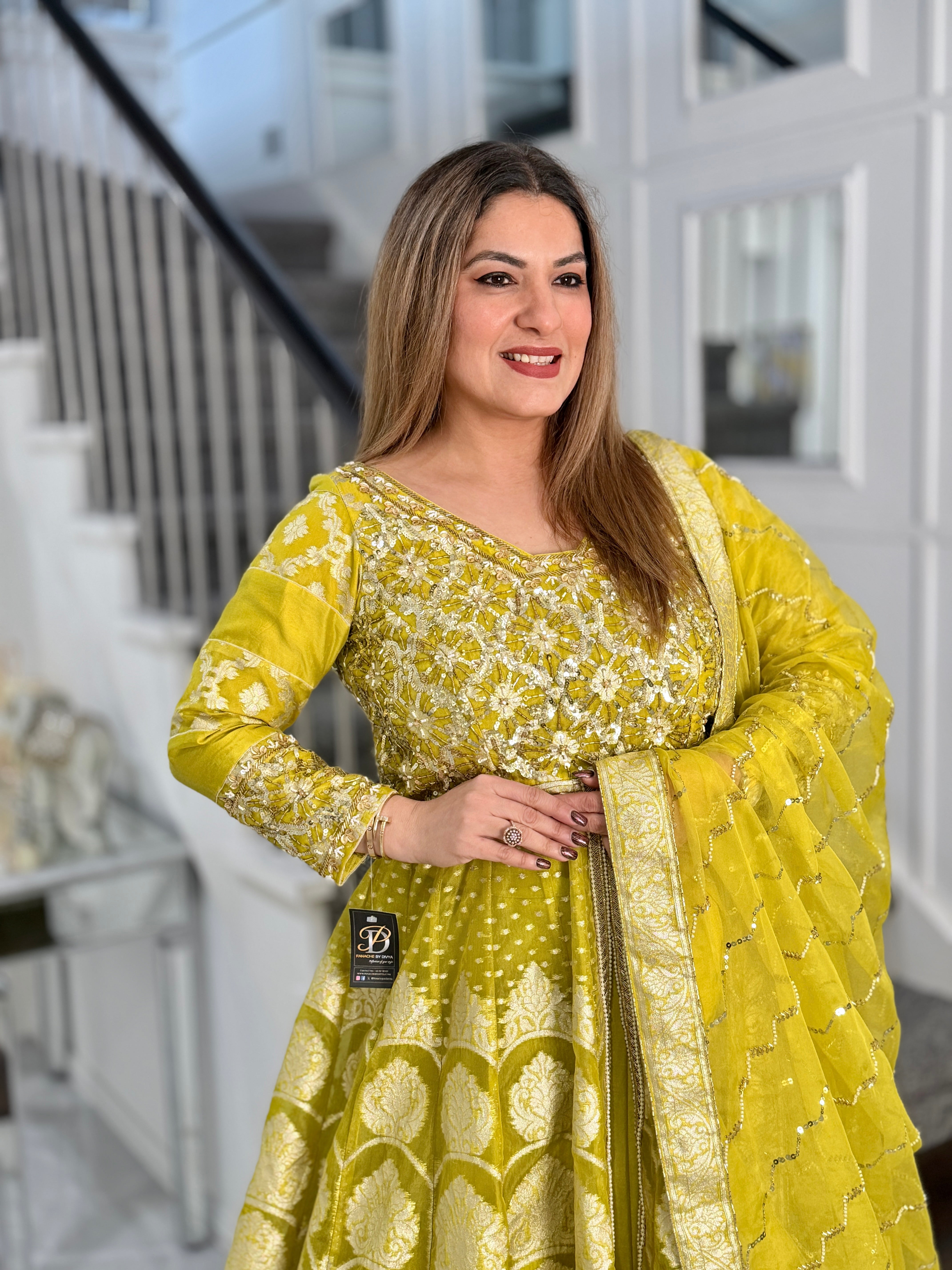 Lime Green Embroidered Lehenga Set