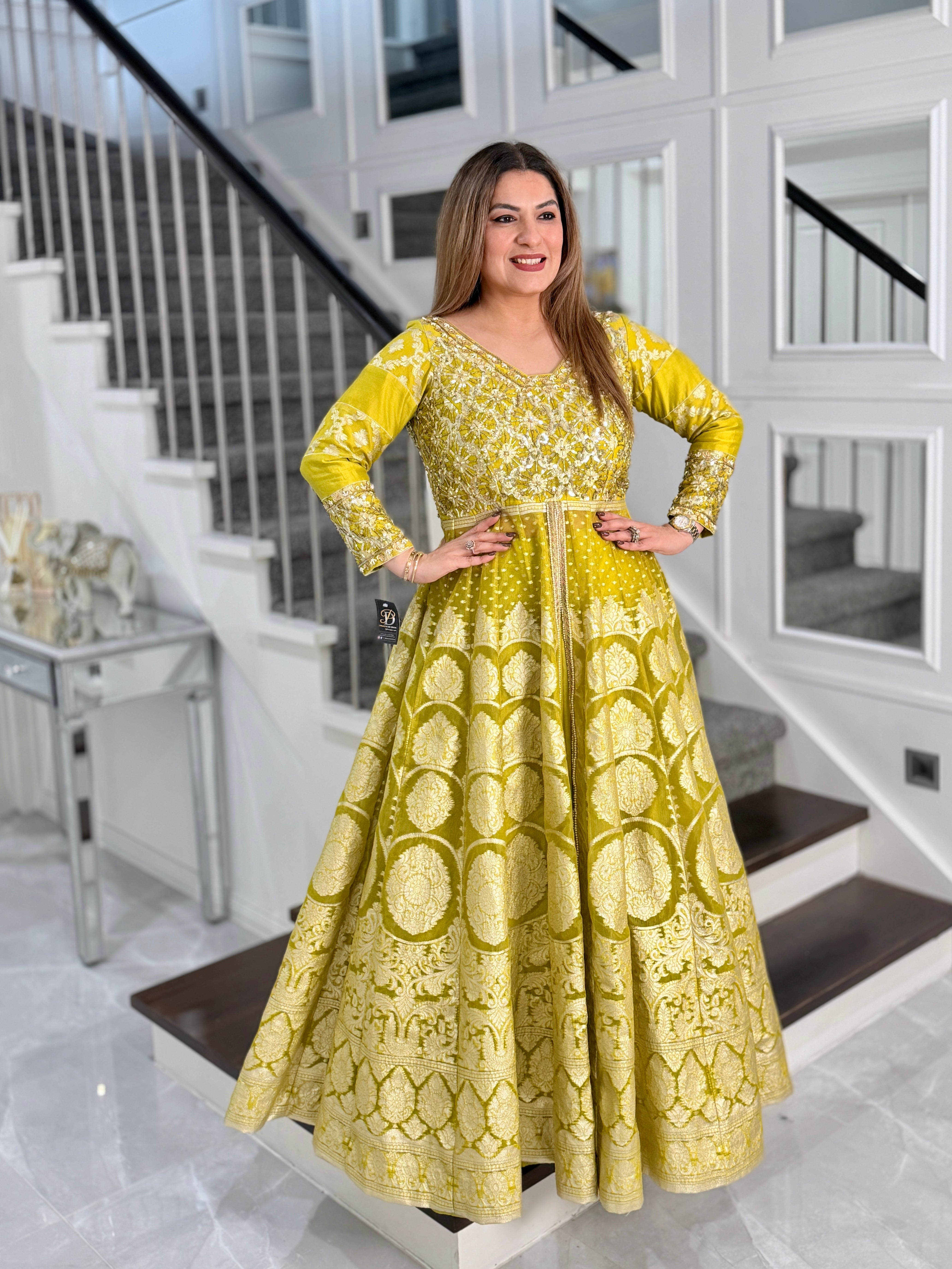 Lime Green Embroidered Lehenga Set