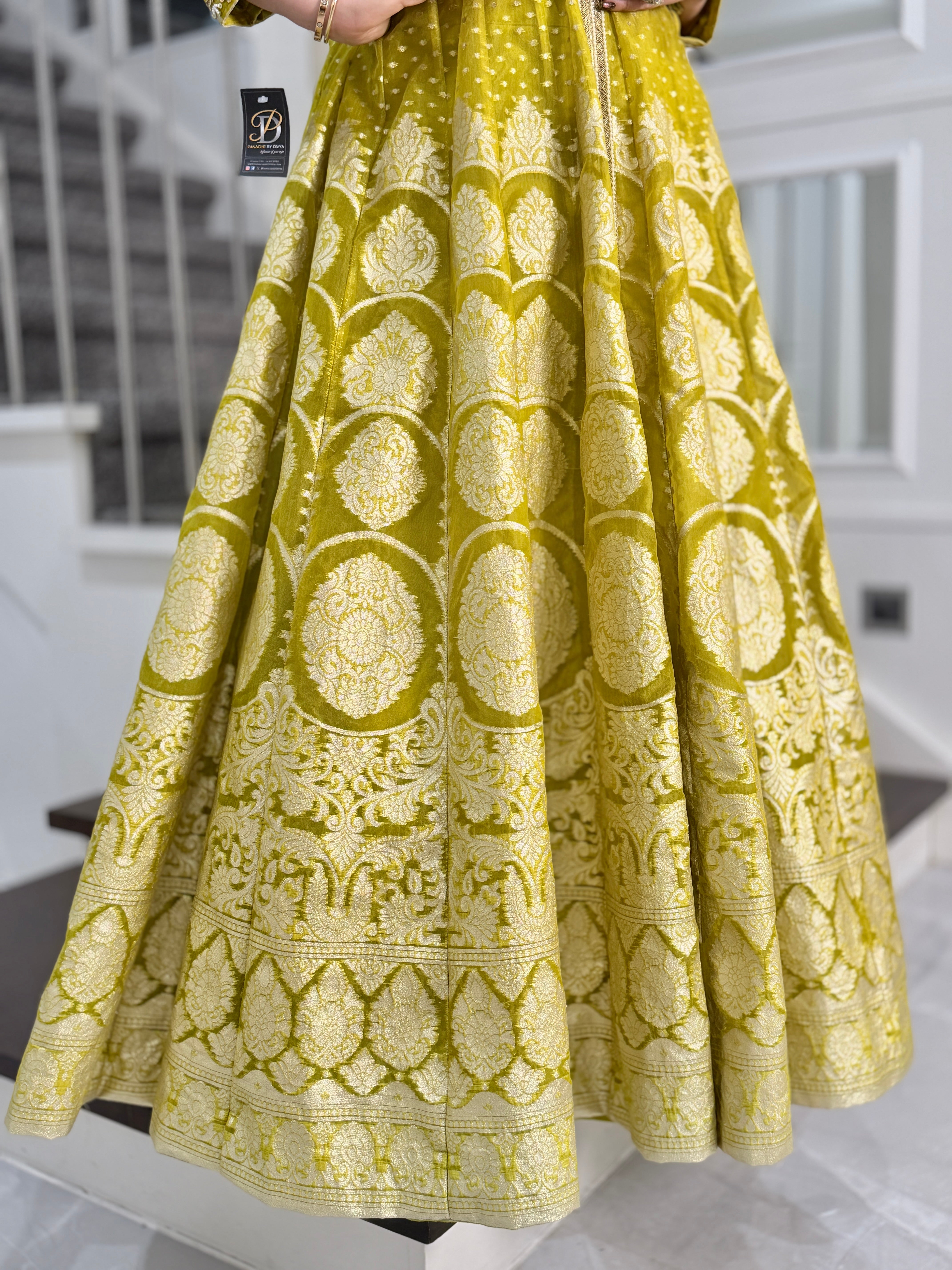 Lime Green Embroidered Lehenga Set