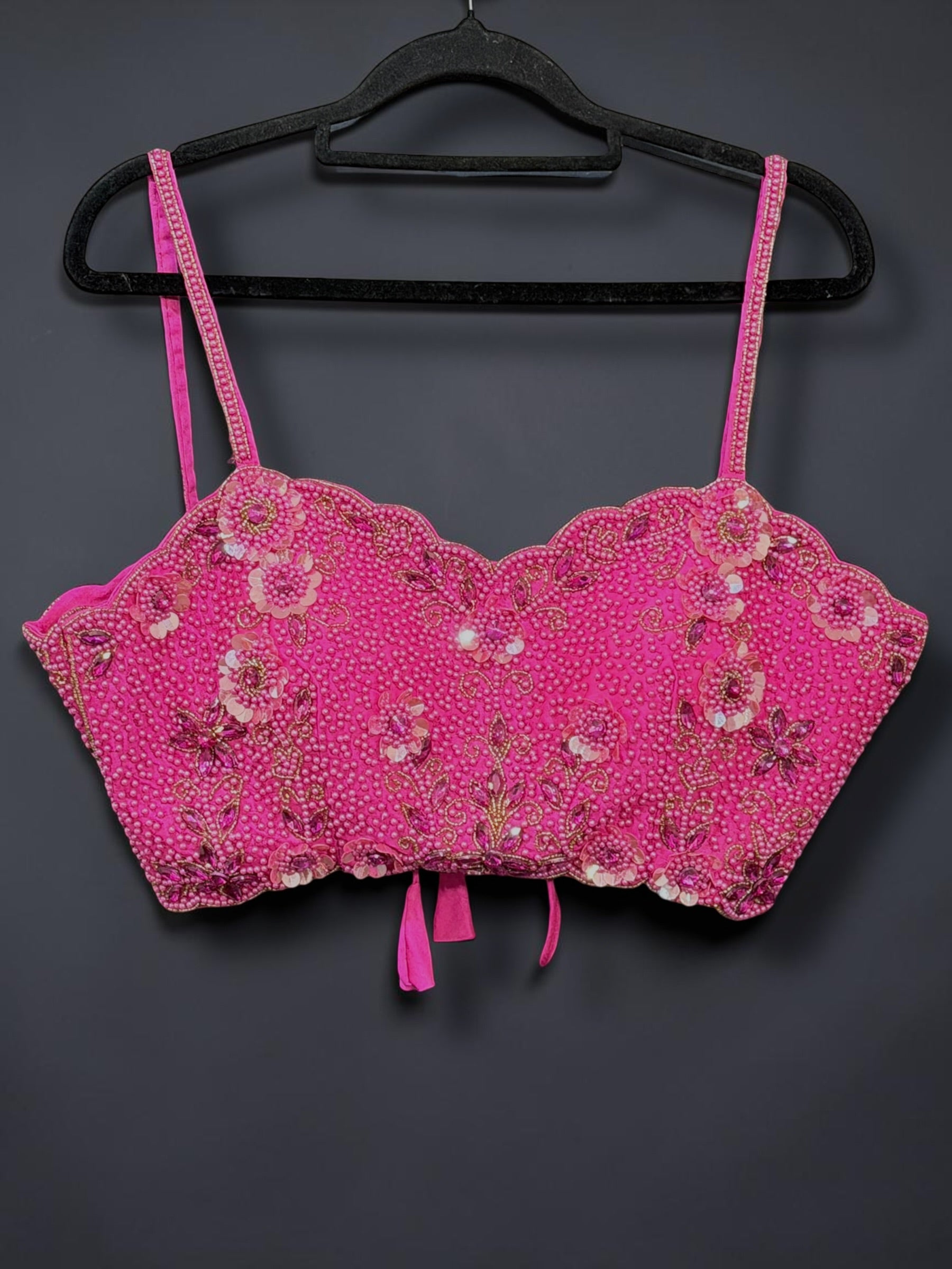 Vibrant Pink Embroidered Floral Blouse - Blouse