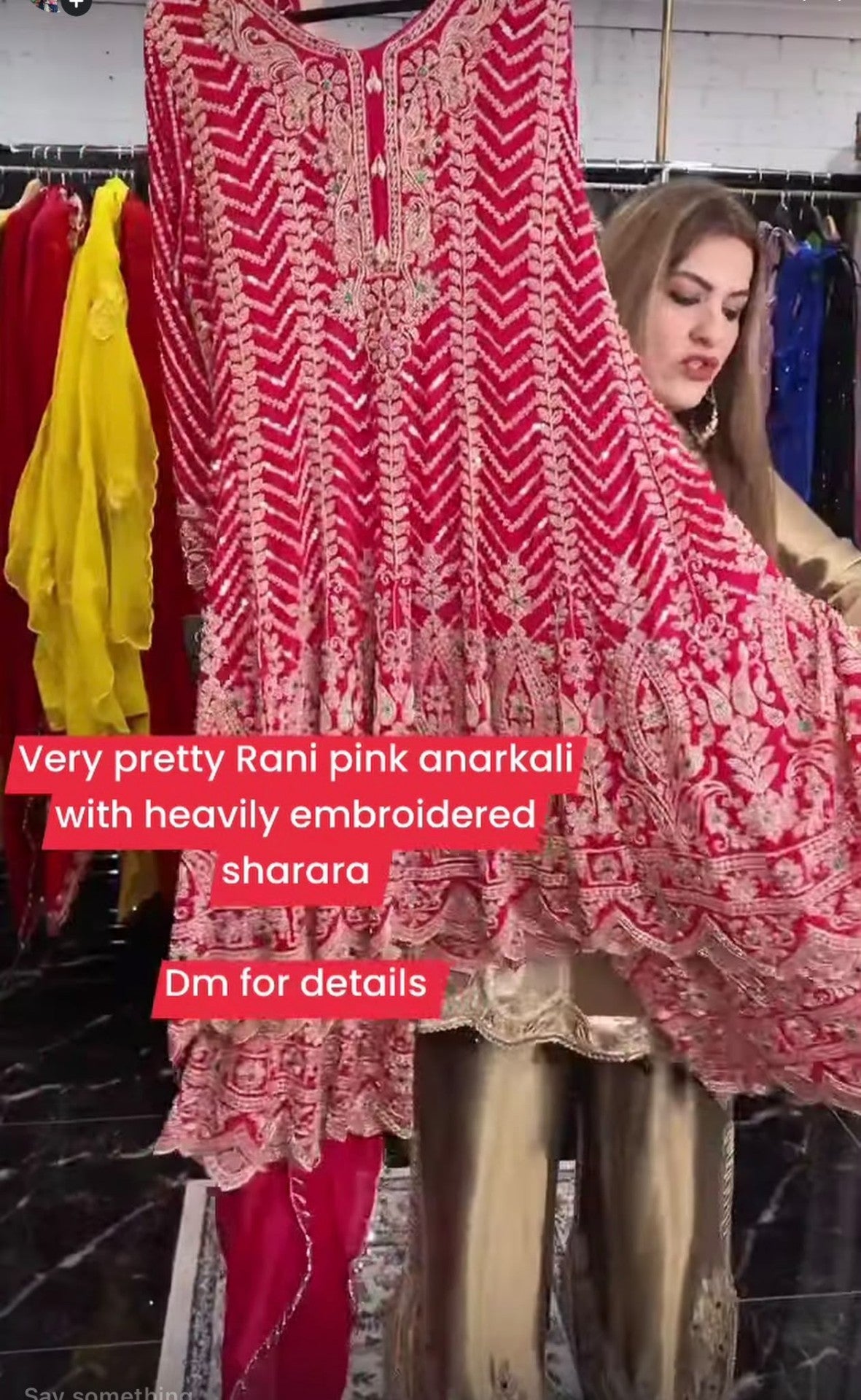 Rani Pink Embroidered Anarkali Salwar Kameez with Sharara by Panache by Divya - product image 1