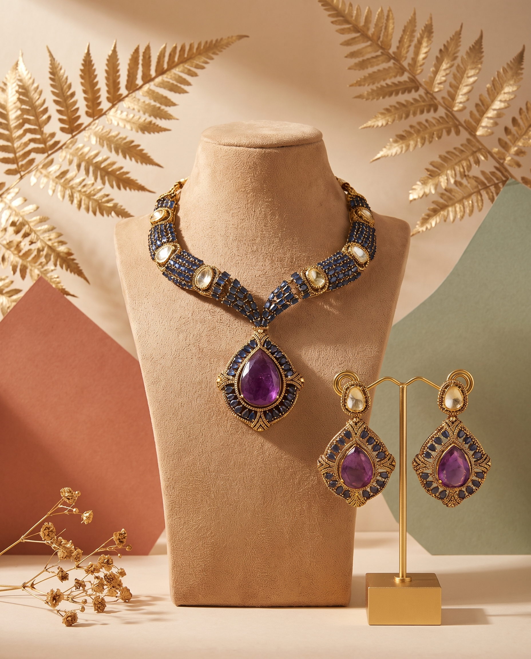 Elegant Purple and Gold Jewelry Set