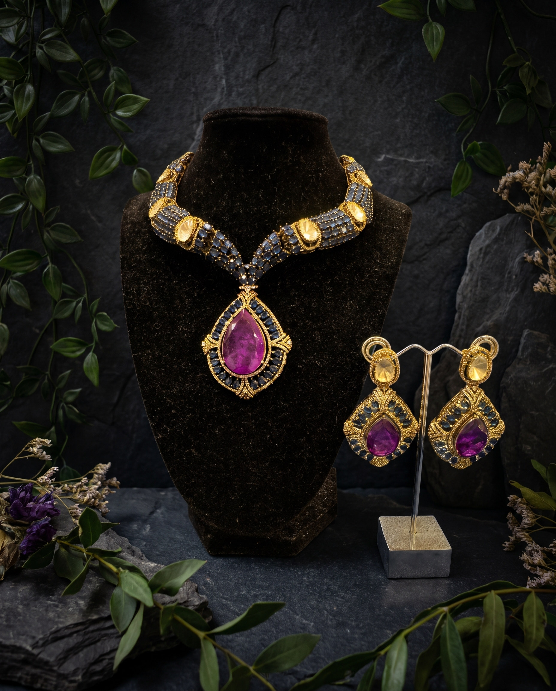 Elegant Purple and Gold Jewelry Set